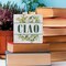 Ciao Sign Italian Hello Welcome Sign Desk Decor Wooden Box Sign Watercolor Hand Drawn Flower Rustic Wood Block Plaque Box Sign for Home Farmhouse Office Kitchen Bathroom Shelf Table Decoration